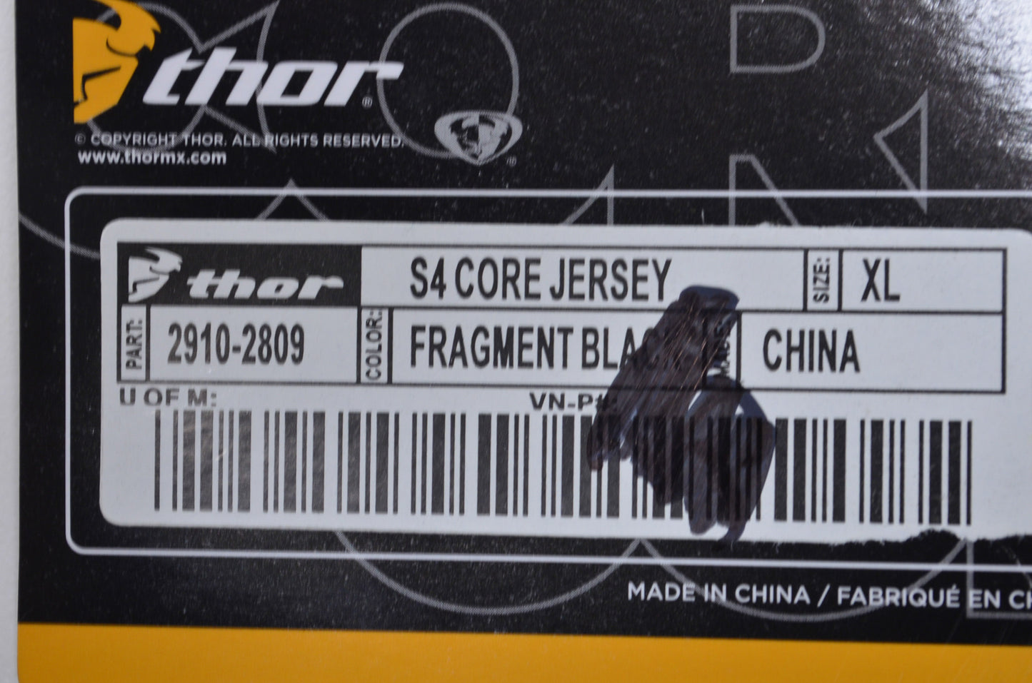 New Thor XL Black/Yellow S4 Core Jersey NOS