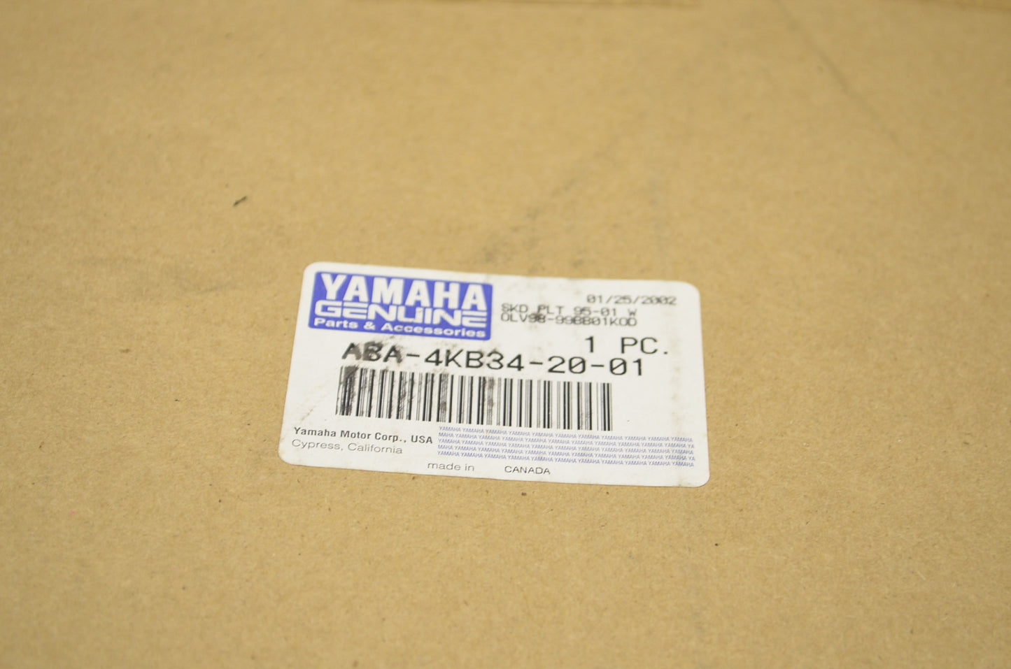 OEM Yamaha ABA-4KB34-20-01 Aluminum Frame Skid Plate NOS