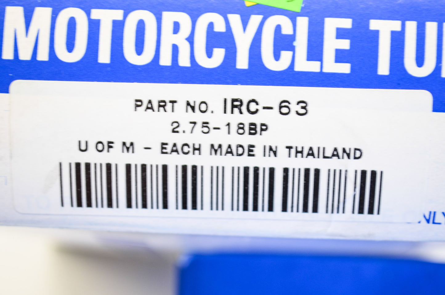 New IRC Motorcycle Tube 2.75-18 NOS