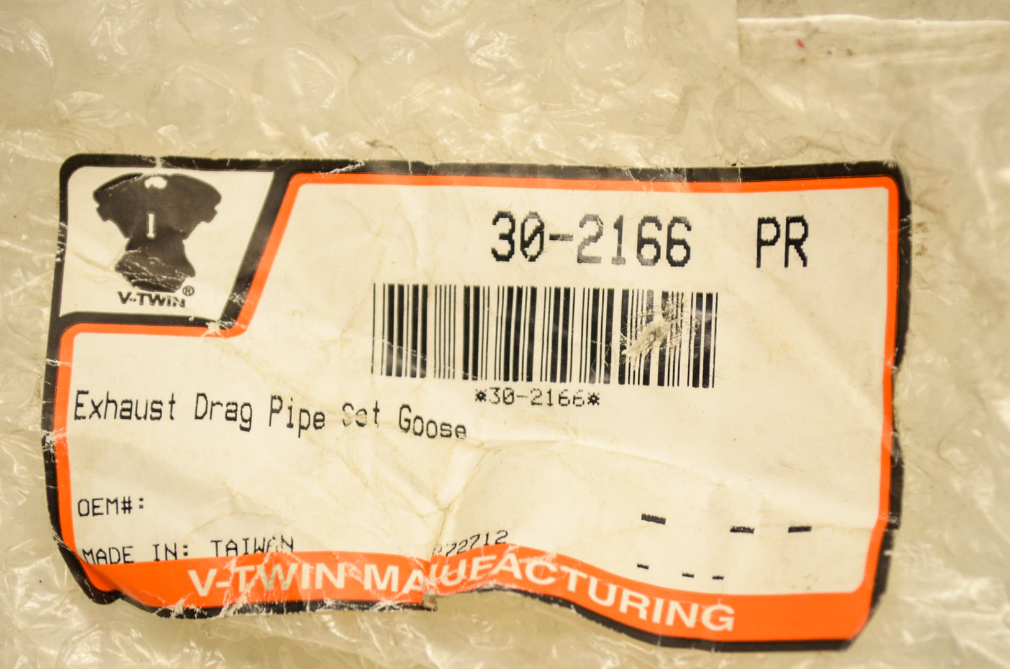 Goose Style Exhaust Drag Pipes Qty 2 NOS