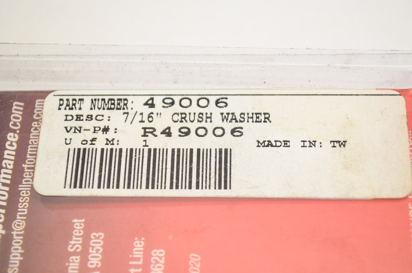 New Russell Crush Washer 7/16' QTY 6 NOS