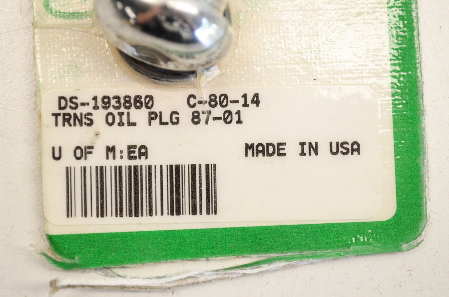 Gardner-Westcott DS-193860, C-80-14 Transmission Oil Plug NOS