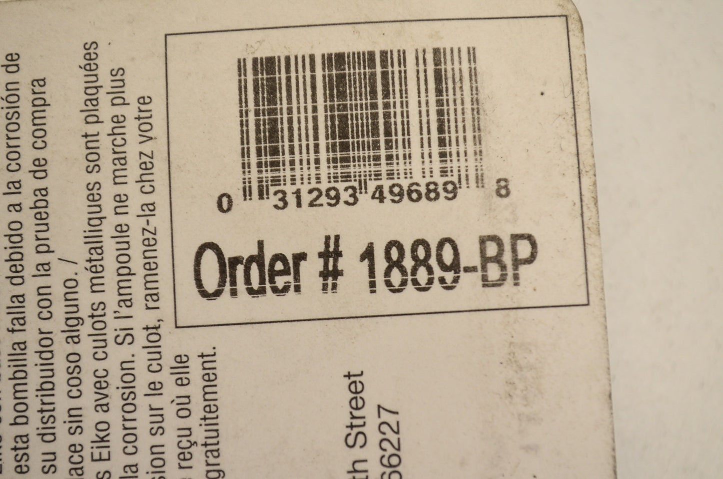 EiKO 1889-BP Parking Brake Indicator Light 14V .27A Qty 2 NOS