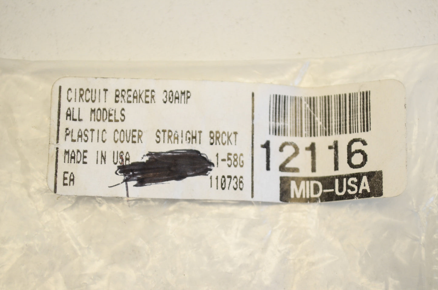 Mid USA 12116 Circuit Breaker 30 Amp NOS