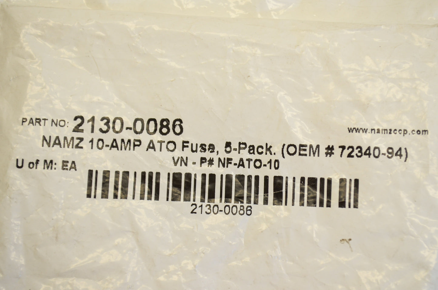 Namz 2130-0086, NF-ATO-10, 72340-94 ATO Fuse 10 Amp Qty 5 NOS