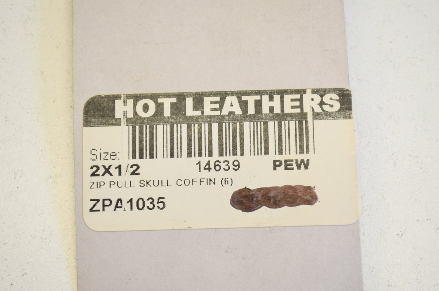 New Hot Leathers Skull Coffin Zipper Pull NOS
