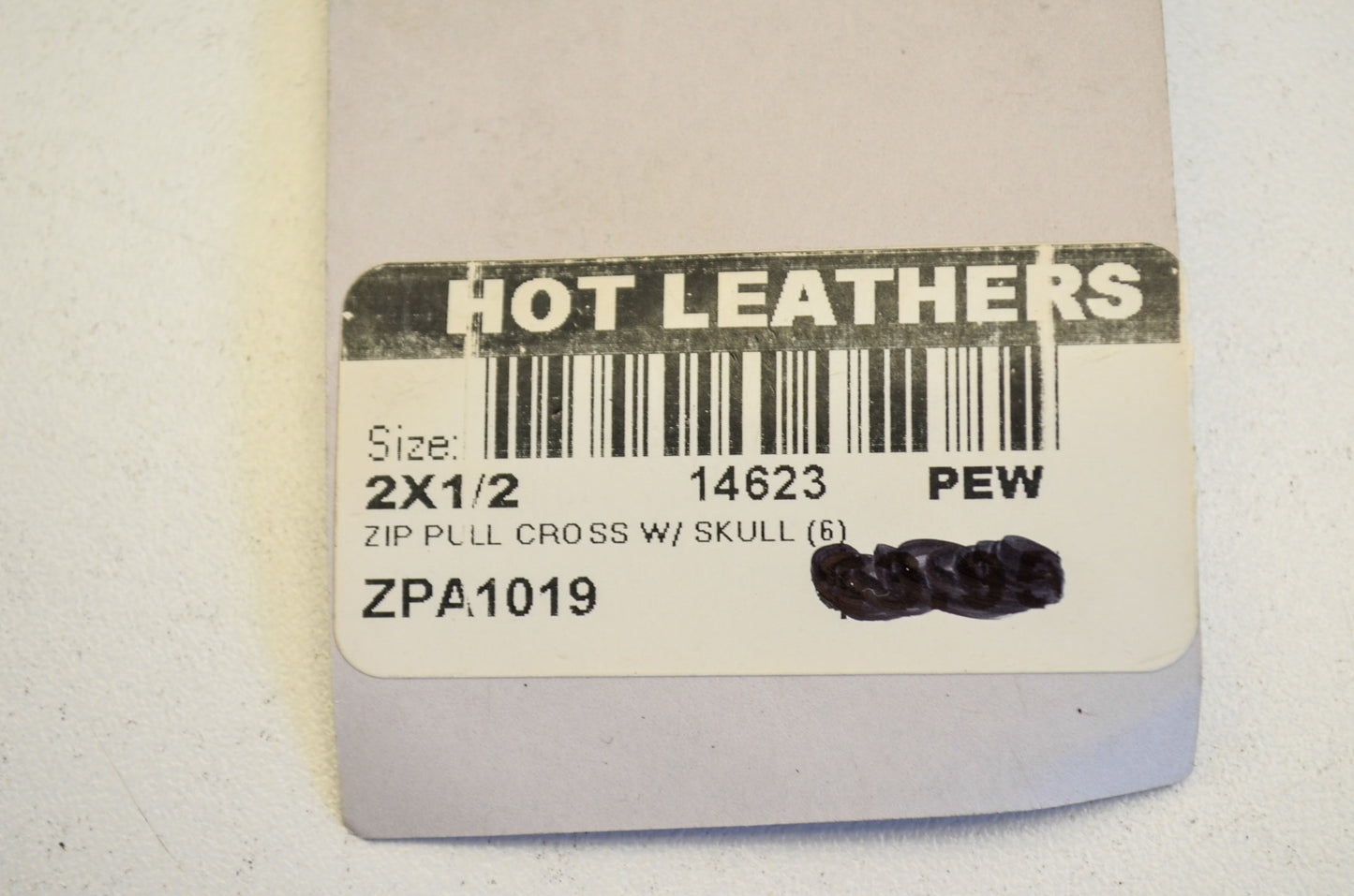 New Hot Leathers Cross w/ Skull Zipper Pull NOS