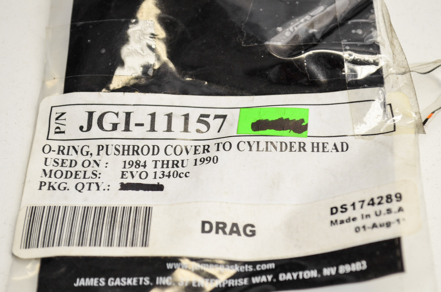 James Gaskets JGI-11157, DS-174289 Pushrod O-Ring Qty 7 NOS