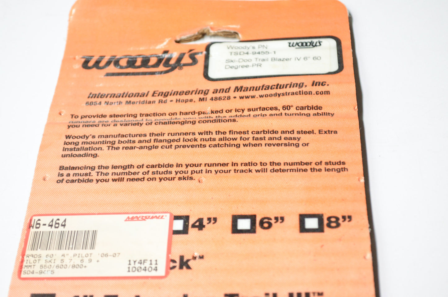 New Woody's Trail Blazer IV Carbide Runner Ski Doo 6' 60 Deg Qty 2 NOS