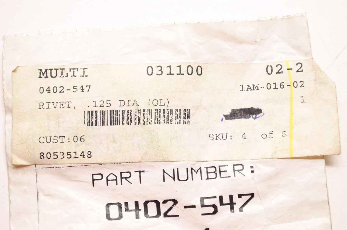 OEM Arctic Cat 0402-547 Black Rivet .125x.50L NOS
