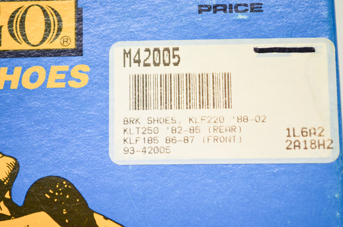 EMGO 93-42005, 41048-1017 Brake Shoes Kawa KLF220 KLT250 KLF185 Qty 2 NOS