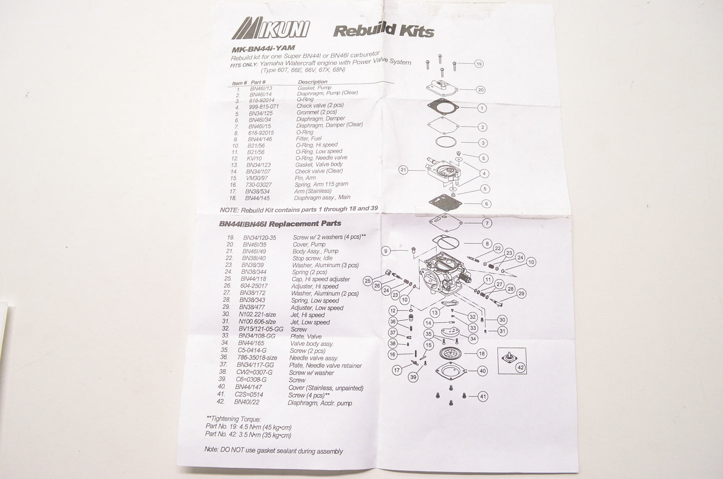 Carburetor Kit BN46I NOS