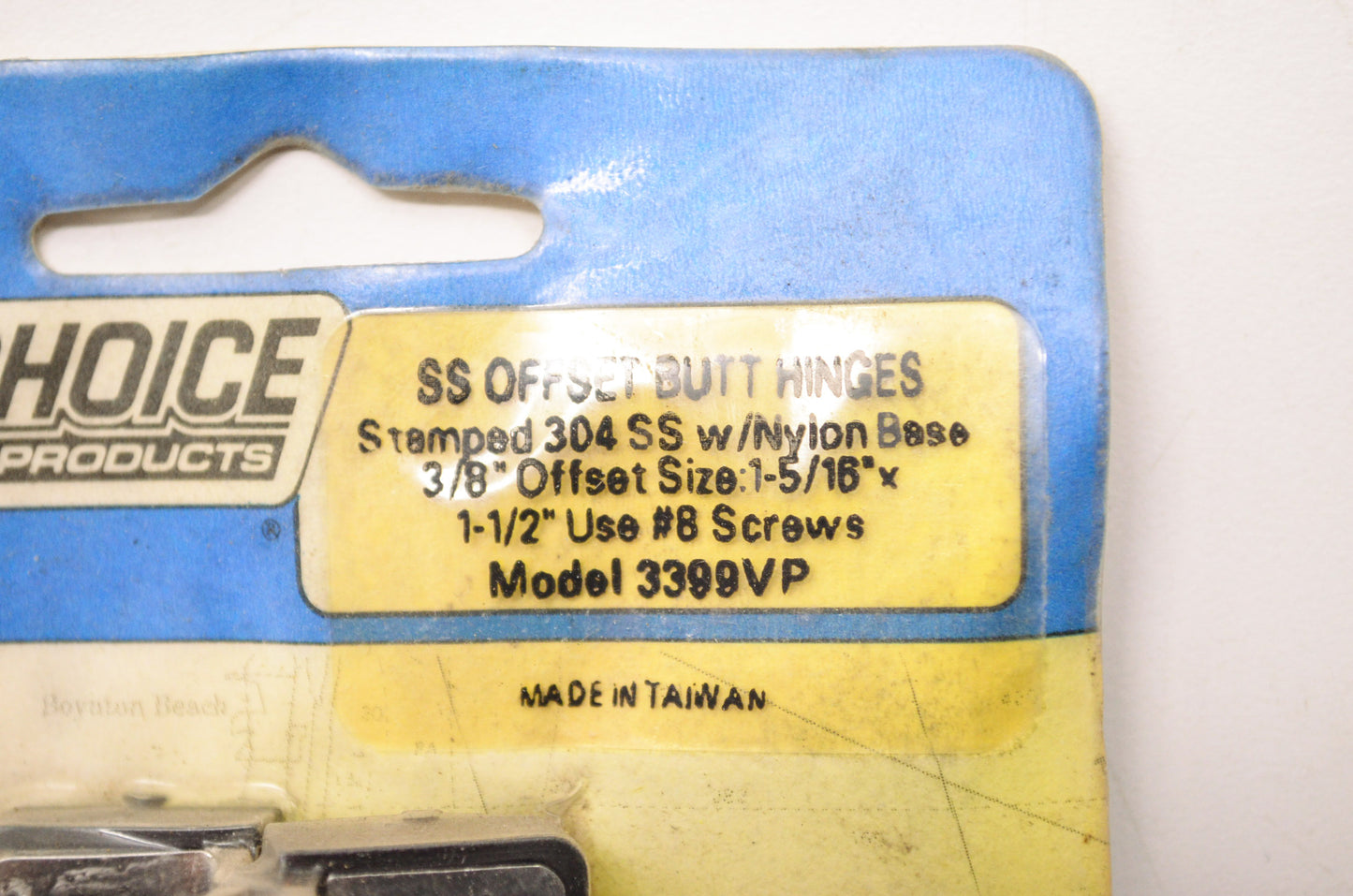 Stainless Steel Offset Butt Hinges Nylon Base Qty 2 NOS