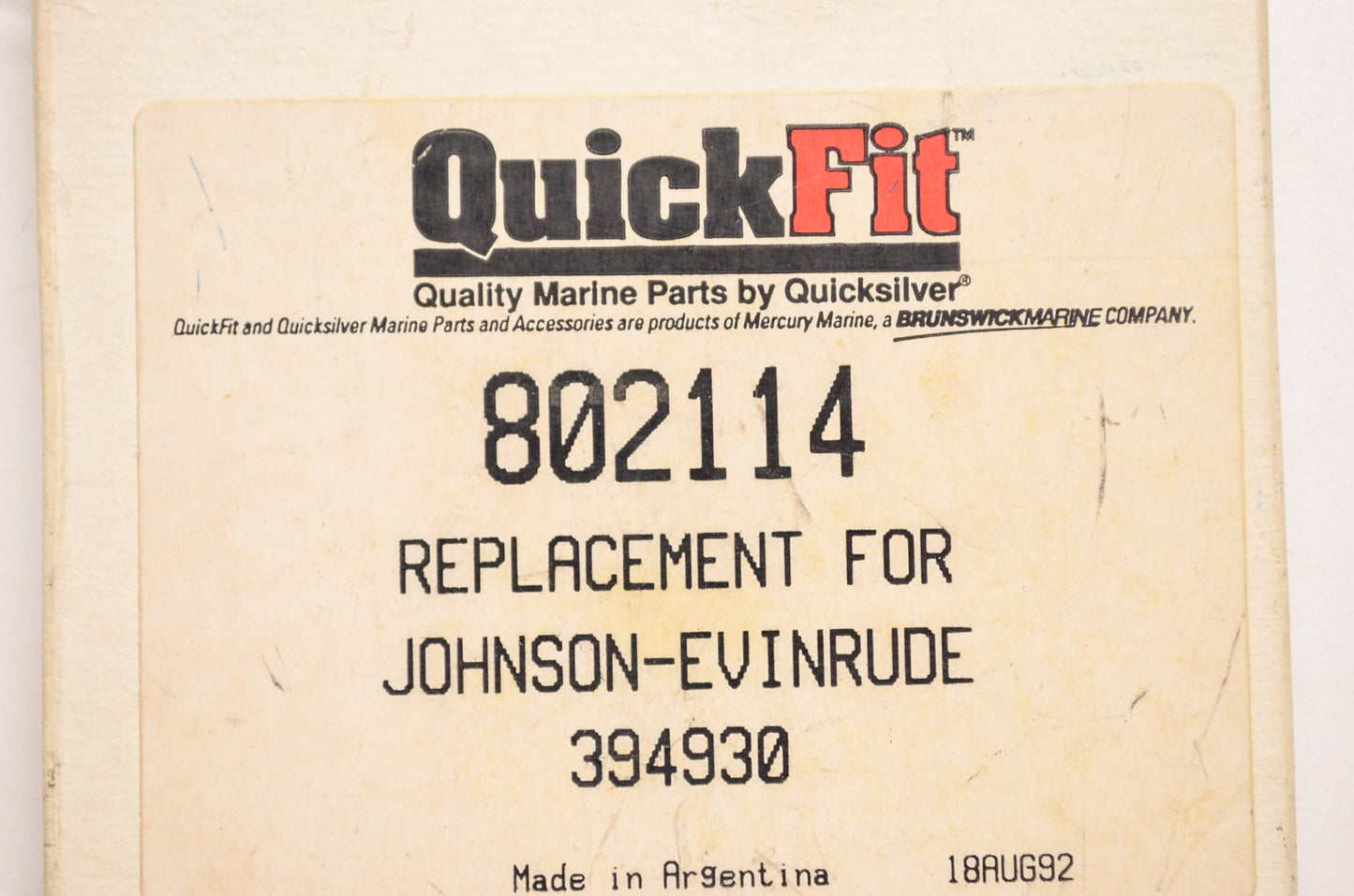 Quick Fit 802114, 394930 Quicksilver Mercury Marine Ring Set Qty 2 NOS