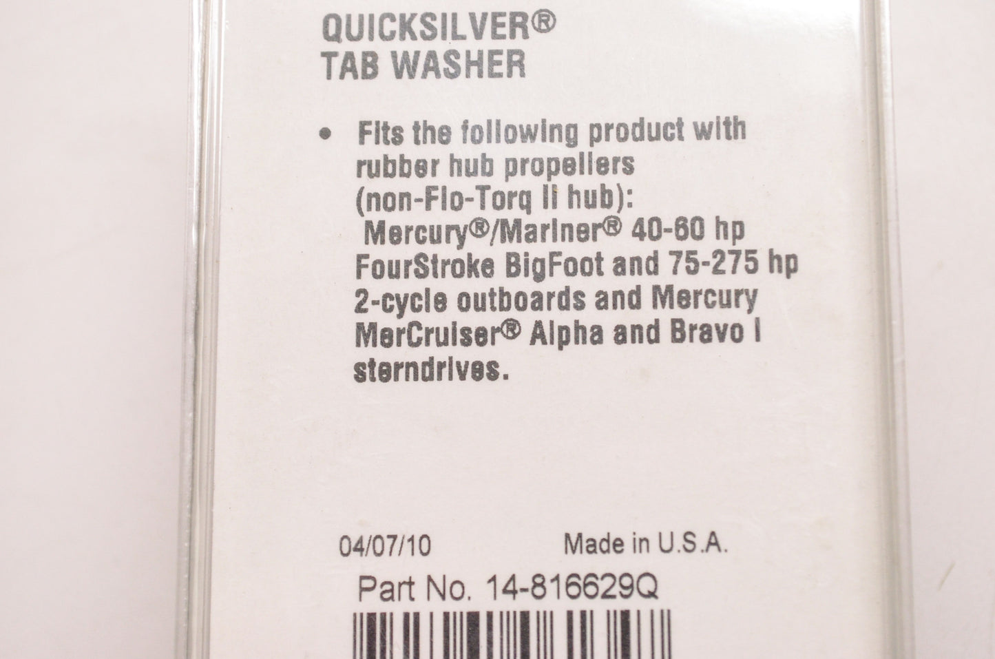 New OEM Quicksilver Mercury Marine Tab Washer NOS