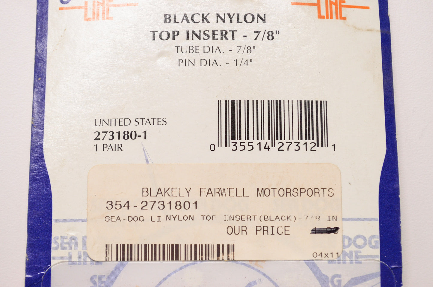 Black Nylon Top Insert 7/8' Qty 2 NOS