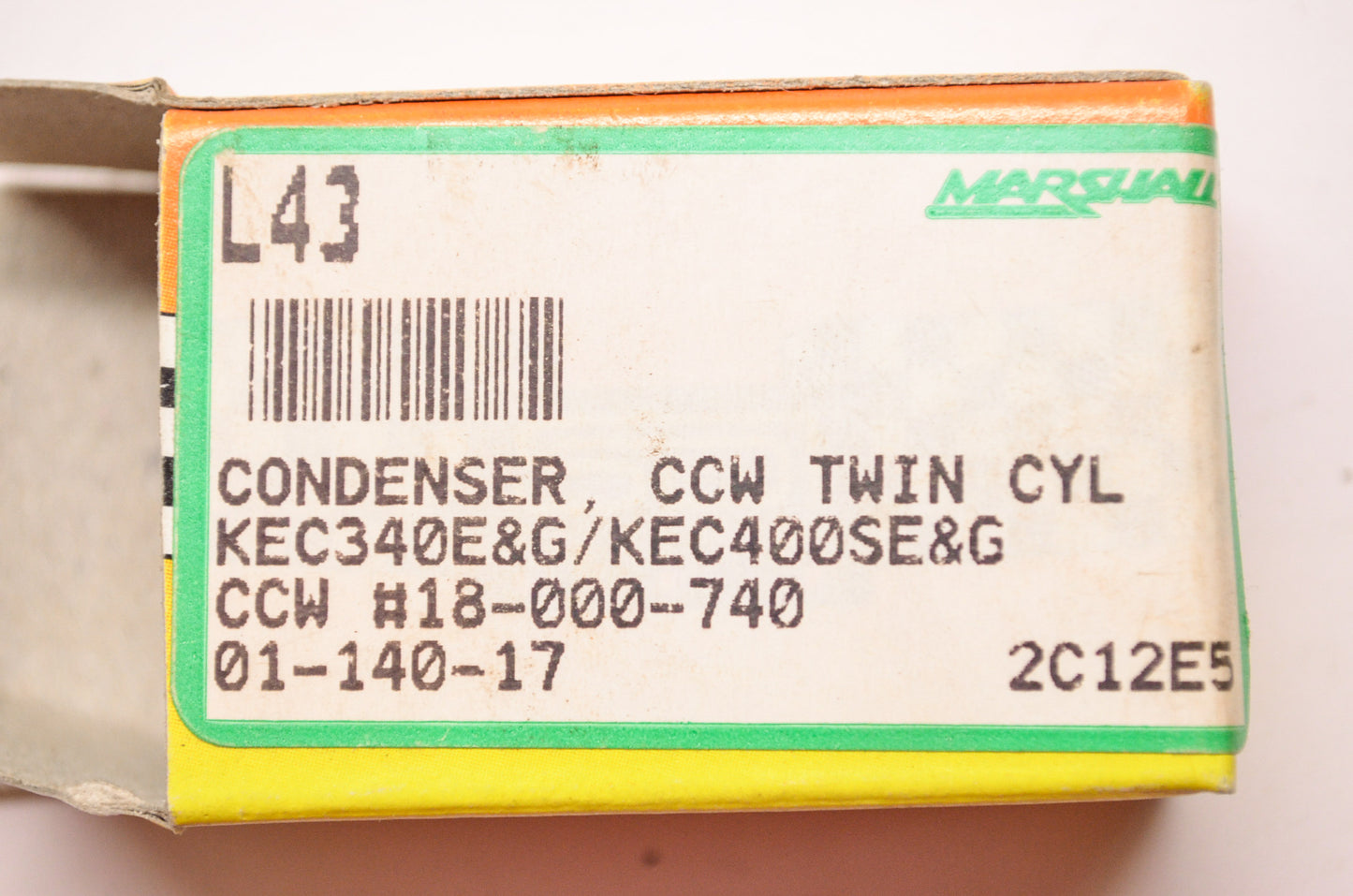 SPI 01-140-17, L43, 18-000-740 Condenser CCW Twin Cylinder KEC340 KEC400S NOS