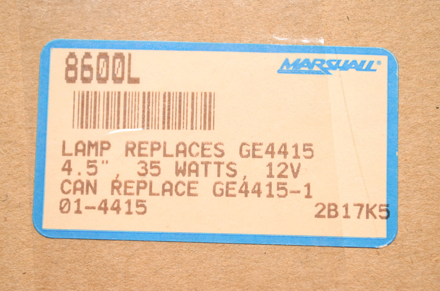 Marshall 01-4415, 8600L, GE4415, GE4415-1 GE Lamp 4.5' 35 Watts 12V