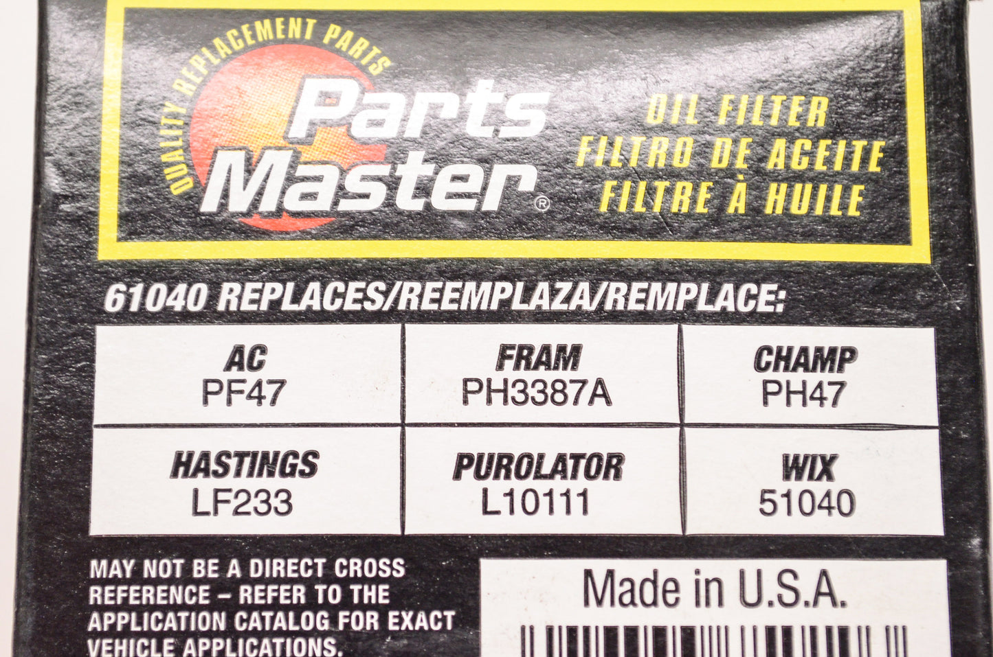 New Parts Master Oil Filter NOS