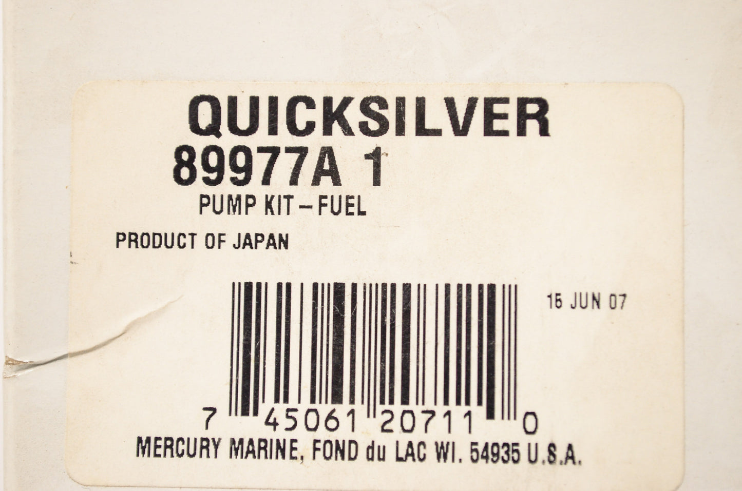 New OEM Quicksilver Mercury Marine Fuel Pump Kit NOS