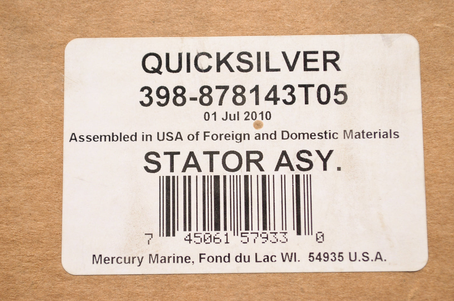 New OEM Quicksilver Mercury Marine Stator Assembly NOS
