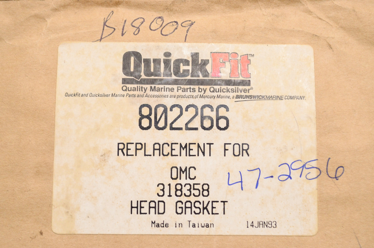 New QuickFit Quicksilver Mercury Marine Head Gasket NOS