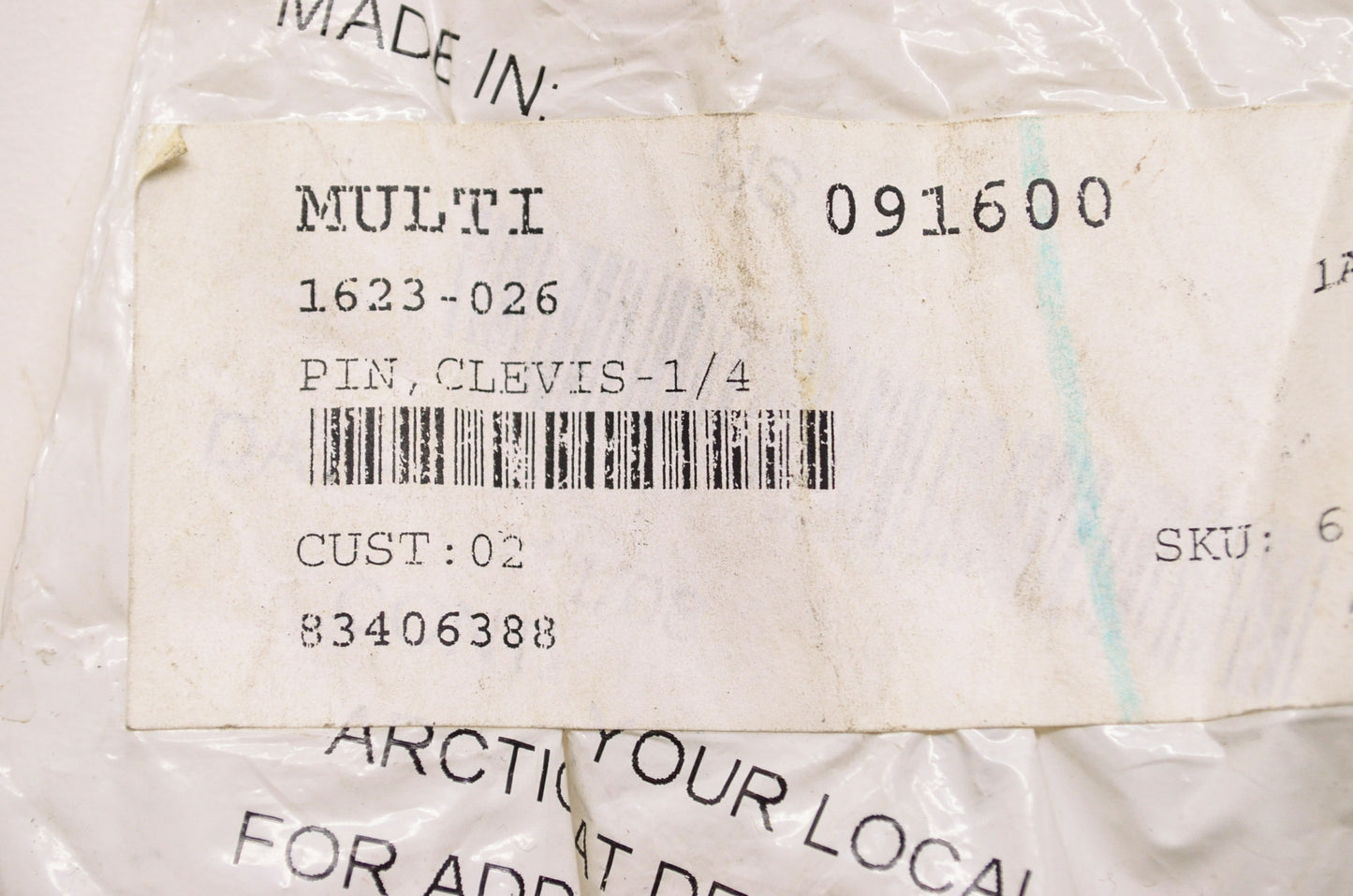 OEM Arctic Cat 1623-026 Clevis Pin 1/4 NOS