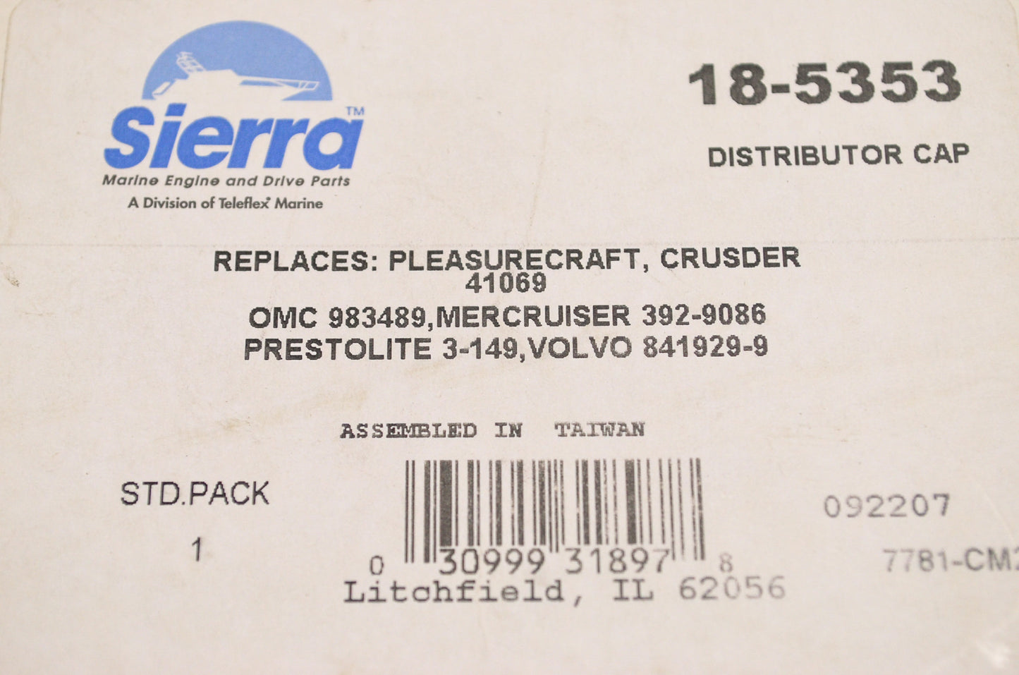 New Sierra Distributor Cap Pleasurecraft Crusader OMC Mercruiser Prestolite Volv