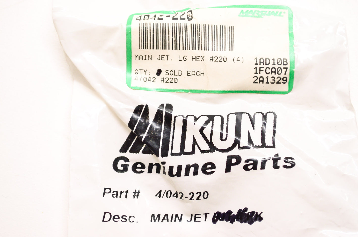 New Mikuni Main Jet LG Hex #220 NOS