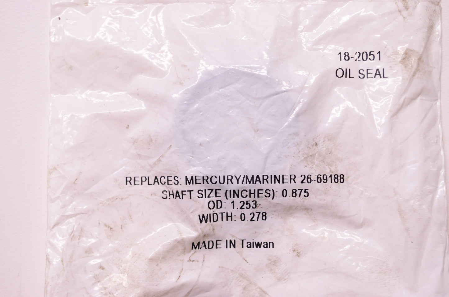 New Sierra Oil Seal Mercury Shaft Size 0.875' OD 1.253' W 0.278' NOS