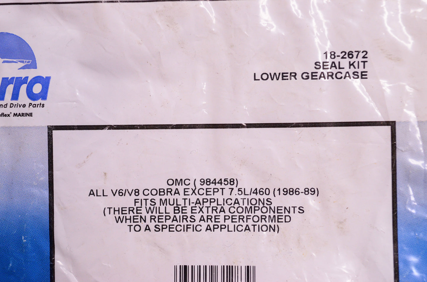 Lower Gearcase Seal Kit OMC All V8 Cobra Except 7.5L/460 '86-89 NOS