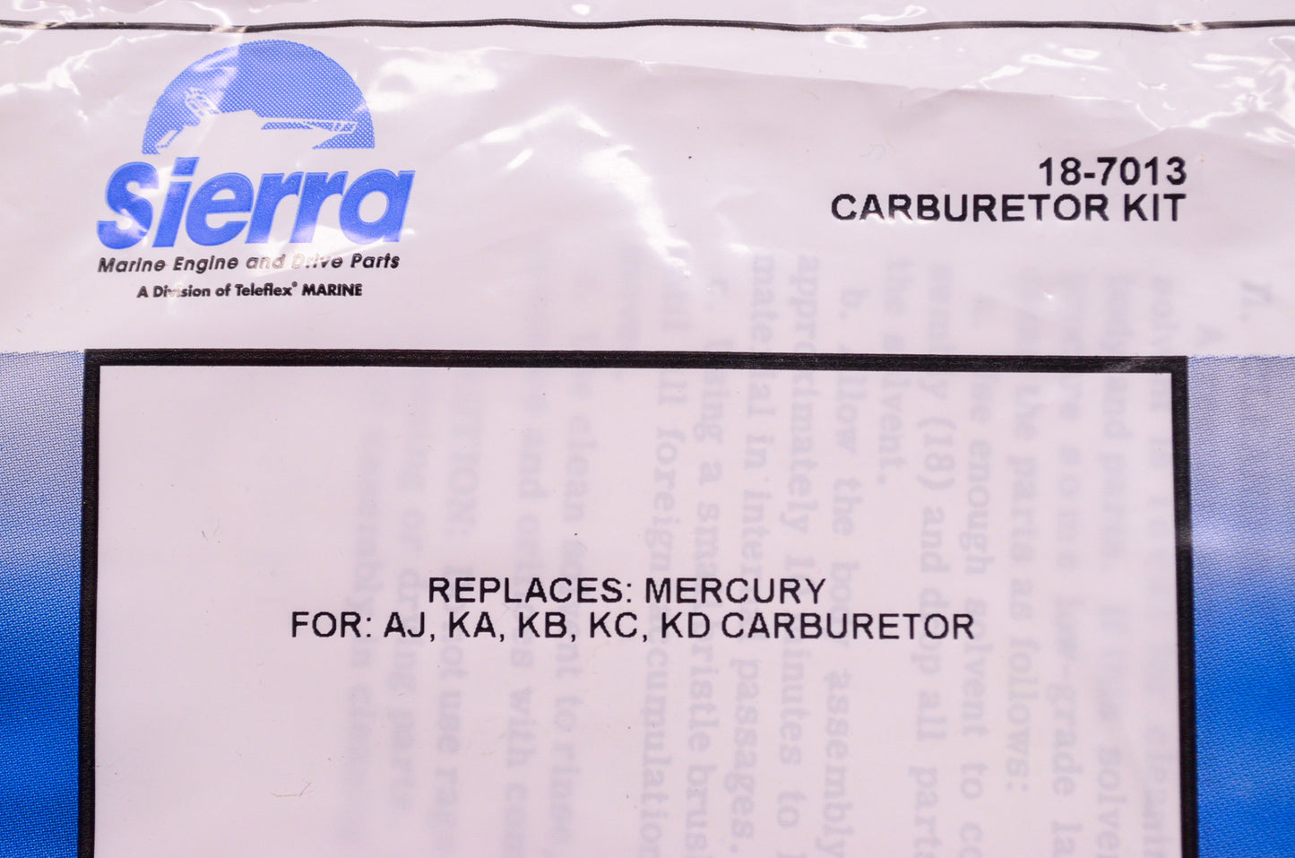 New Sierra Carburetor Kit Mercury for AJ KA KC KD Carburetors NOS