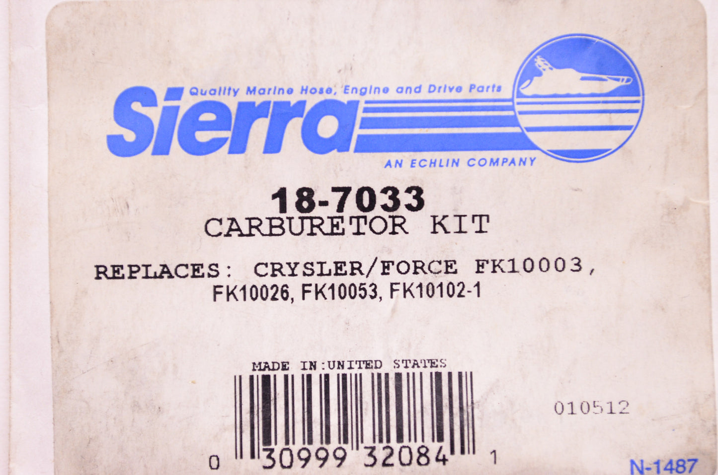 New Sierra Carburetor Kit Chrysler Force NOS