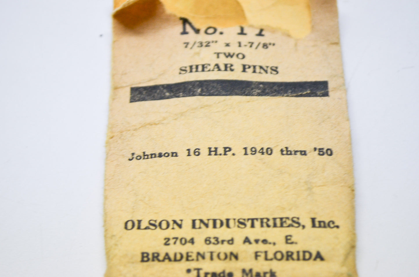 7/32' x 1 7/8' Shear Pin 40-50 Johnson 16 HP Qty 2 NOS