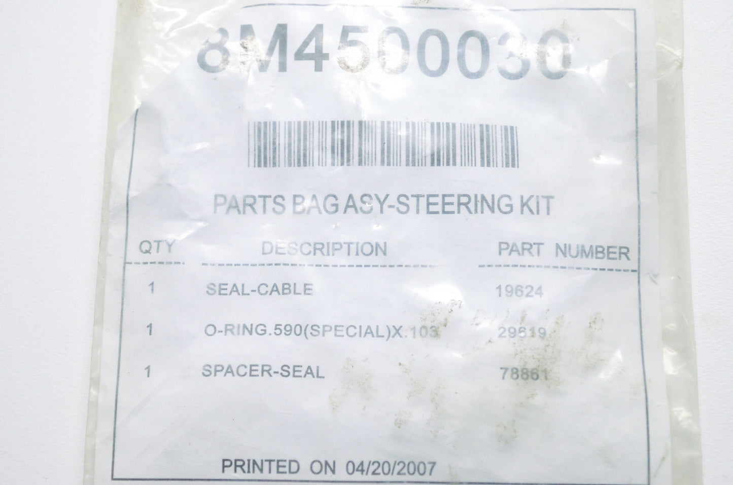 Steering Kit Parts Bag Assembly NOS