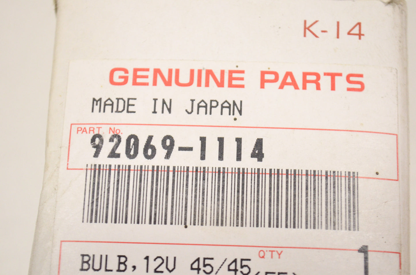 OEM Kawasaki 92069-1114 Bulb 12V 45/45W T15 NOS