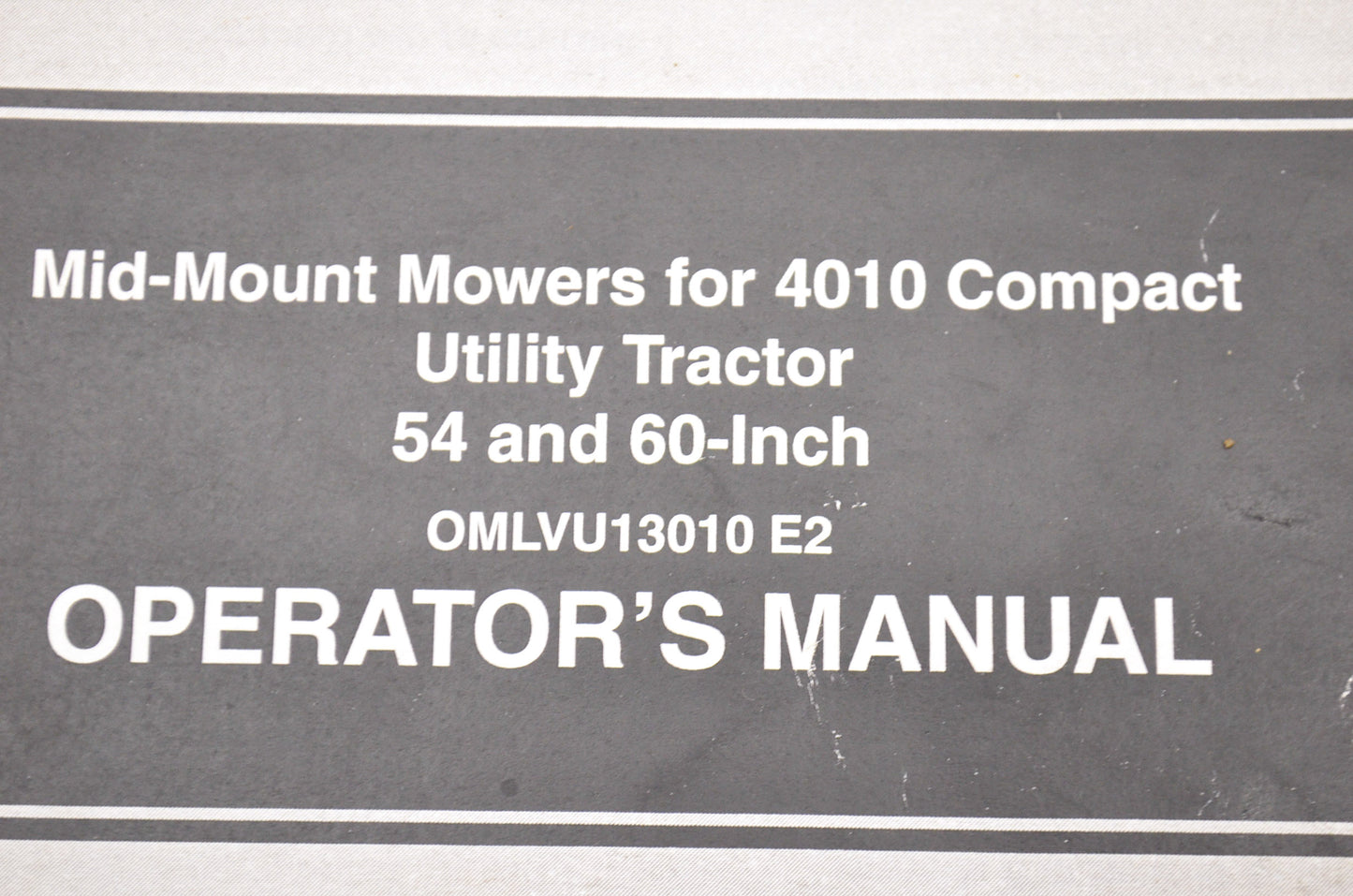 Operator's Manual 4010 Compact Utility Tractor