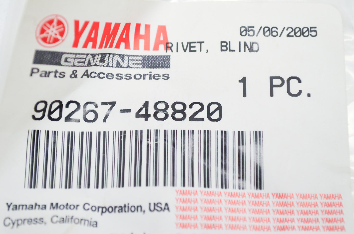 OEM Yamaha 90267-48820-00 Blind Rivet NOS