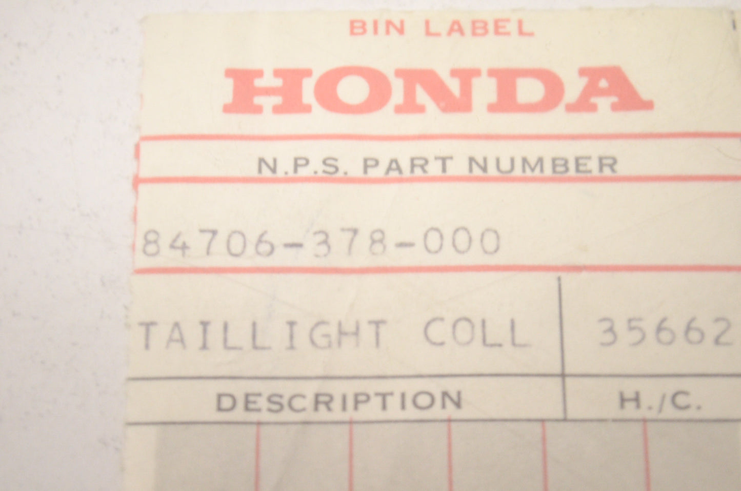 OEM Honda 84706-378-000 Tail Light Unit Collar NOS