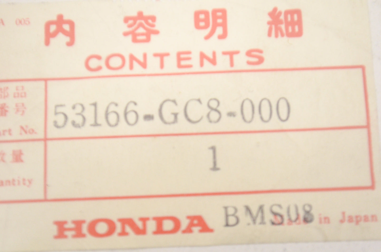 OEM Honda 53166-GC8-000 Left Handle Grip NOS