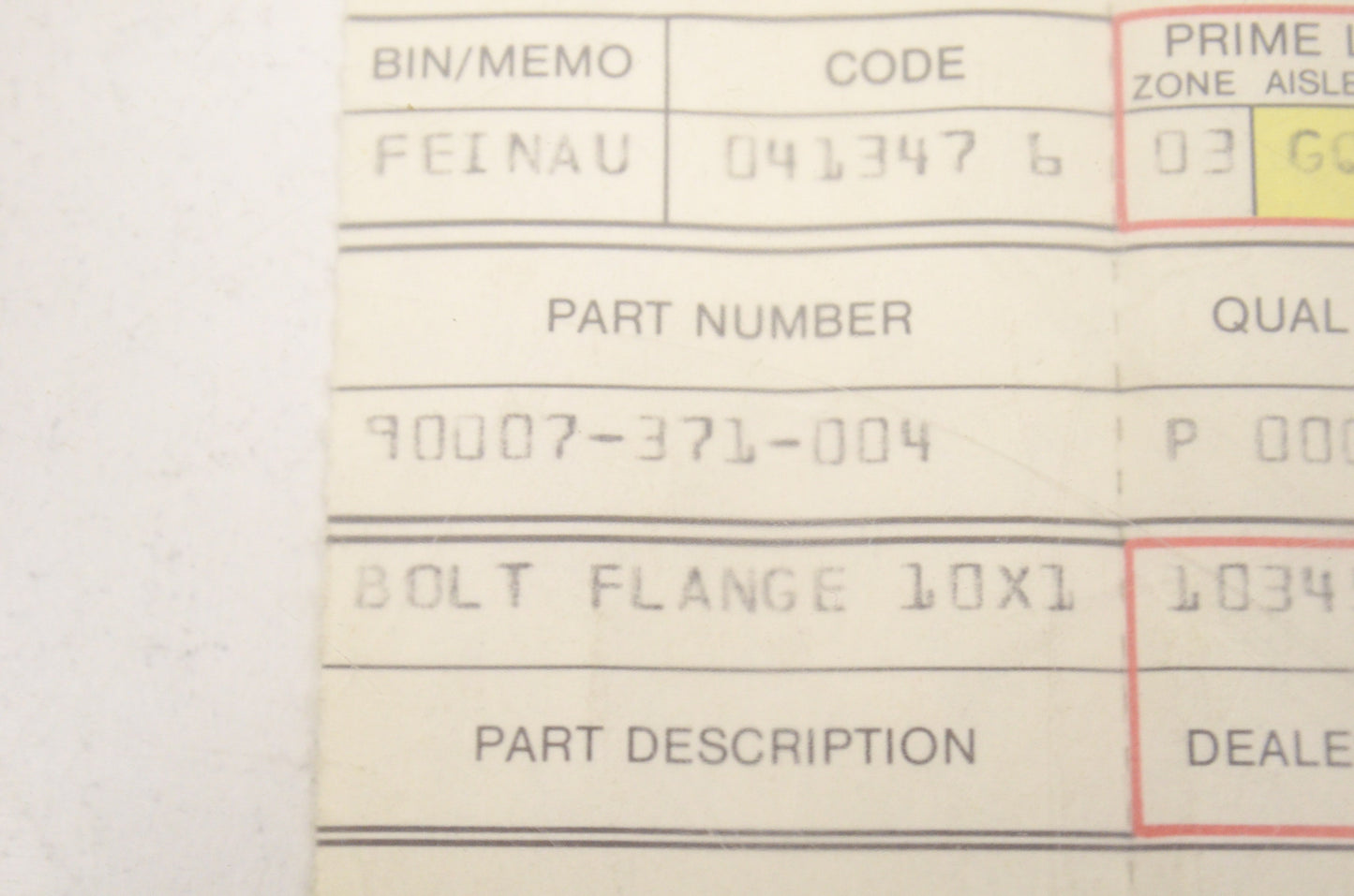OEM Honda 90007-371-004 Check Bolt NOS
