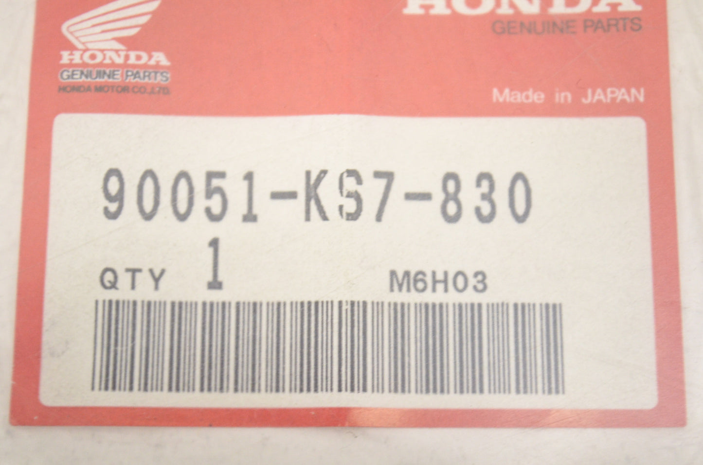 OEM Honda 90051-KS7-830 Flange Bolt (6X20) NOS