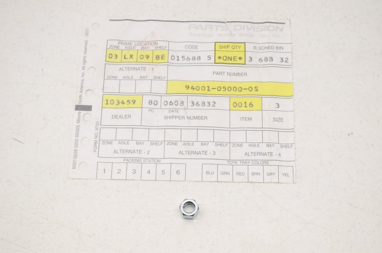 OEM Honda 94001-05000-0S Hex Nut 5mm NOS