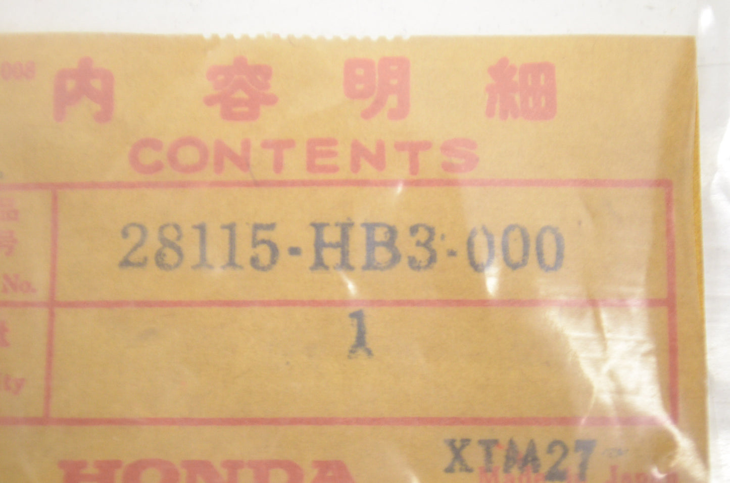 OEM Honda 28115-HB3-000 Starter Idle Shaft NOS
