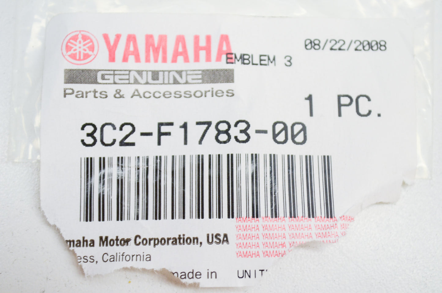 OEM Yamaha 3C2-F1783-00-00 Emblem 3 NOS