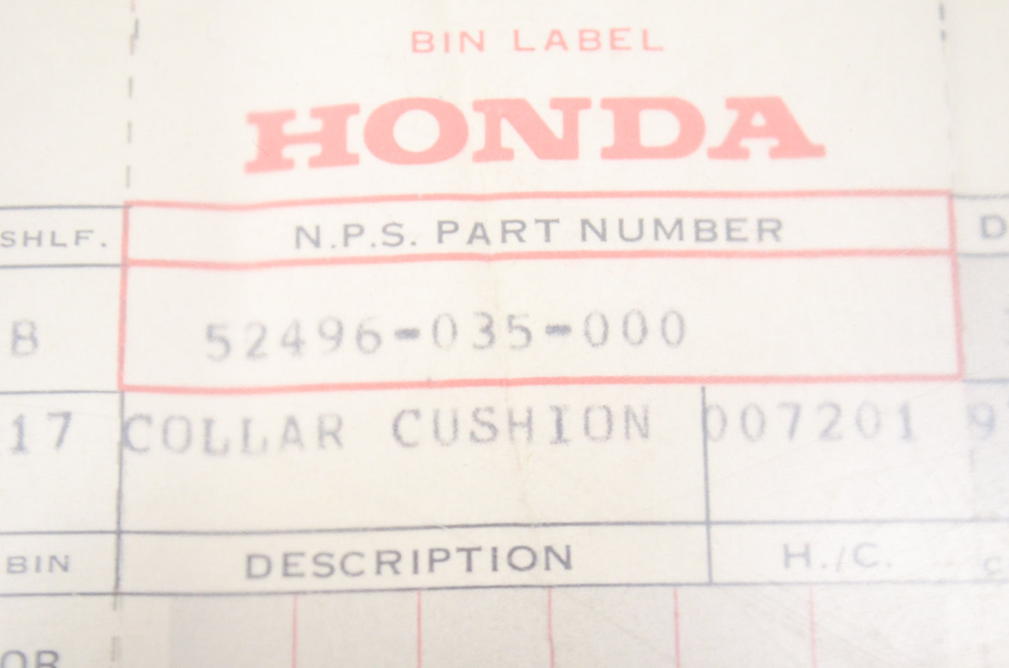 OEM Honda 52496-035-000 Upper Rear Collar NOS