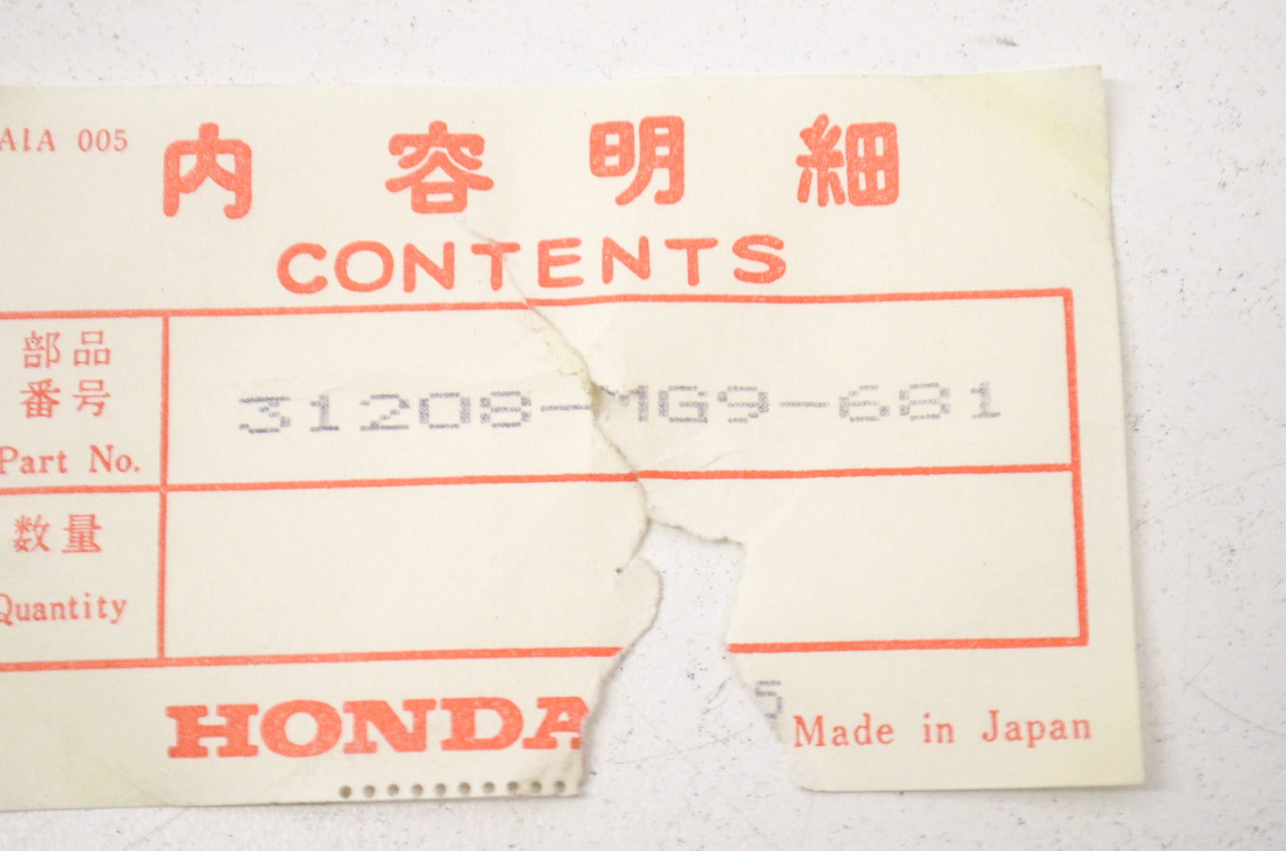 OEM Honda 31208-MG9-681 Ring NOS