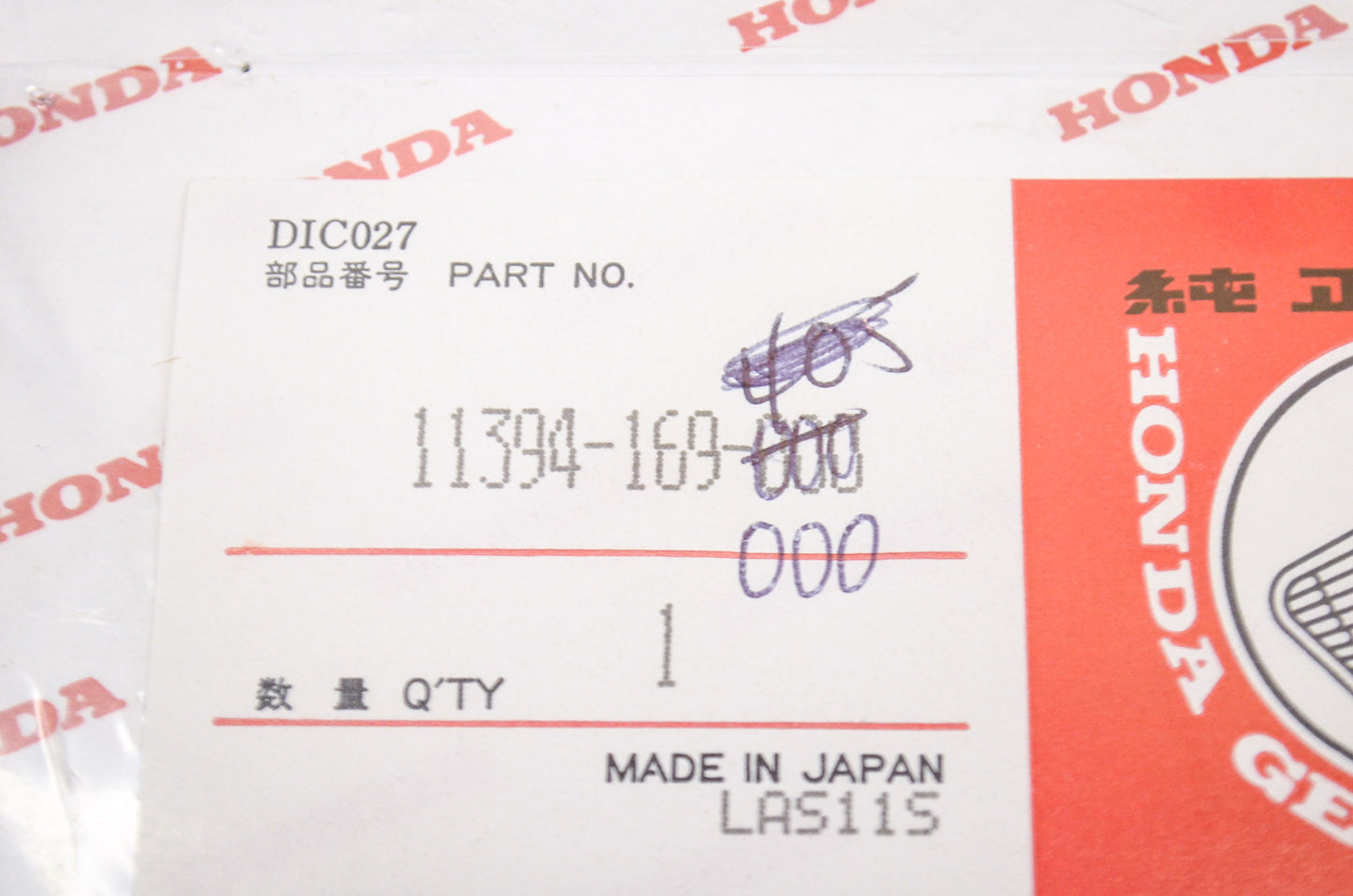OEM Honda 11394-169-405 Left Gasket NOS
