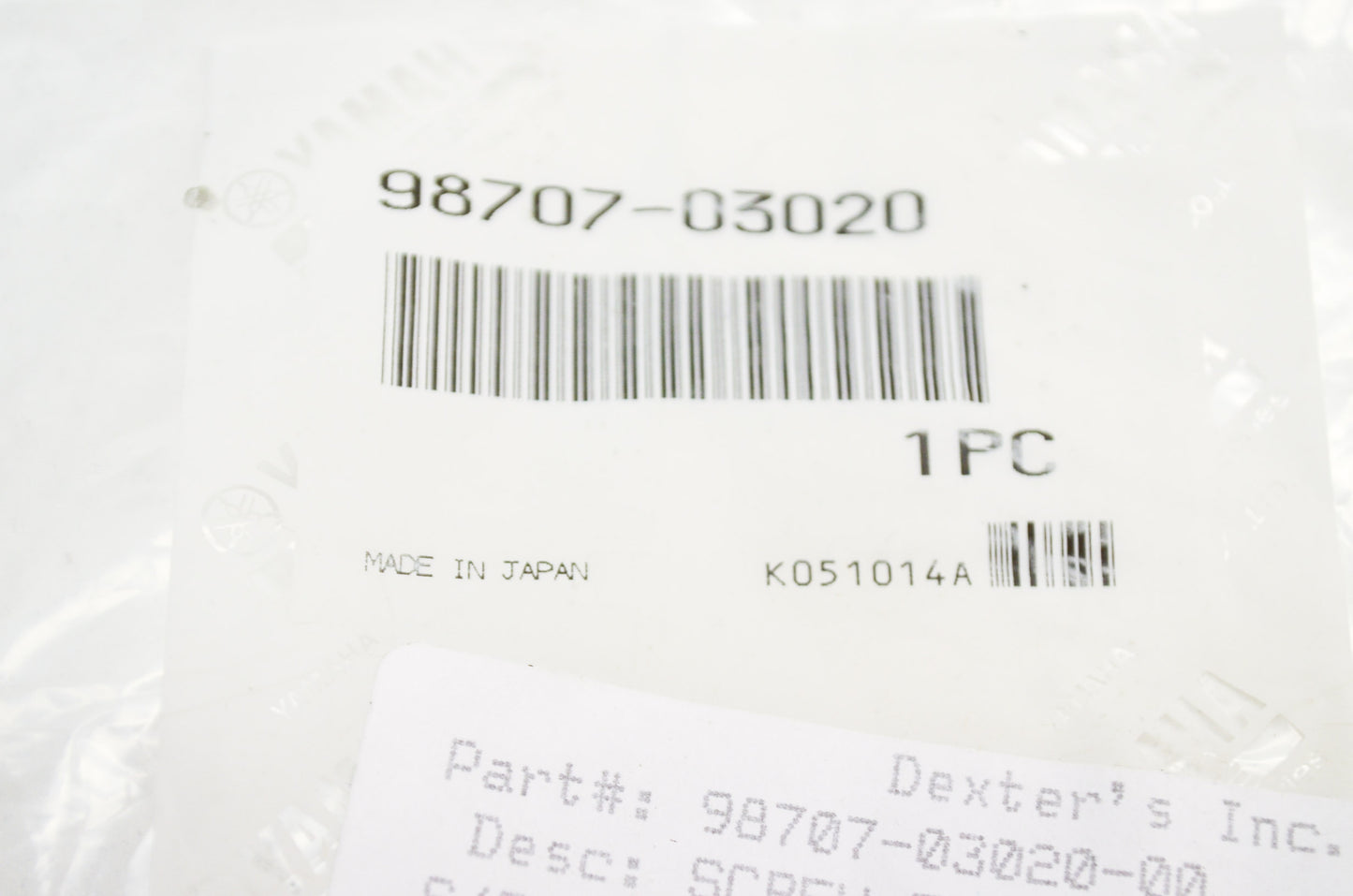 OEM Yamaha 98707-03020-00 Flat Head Screw NOS