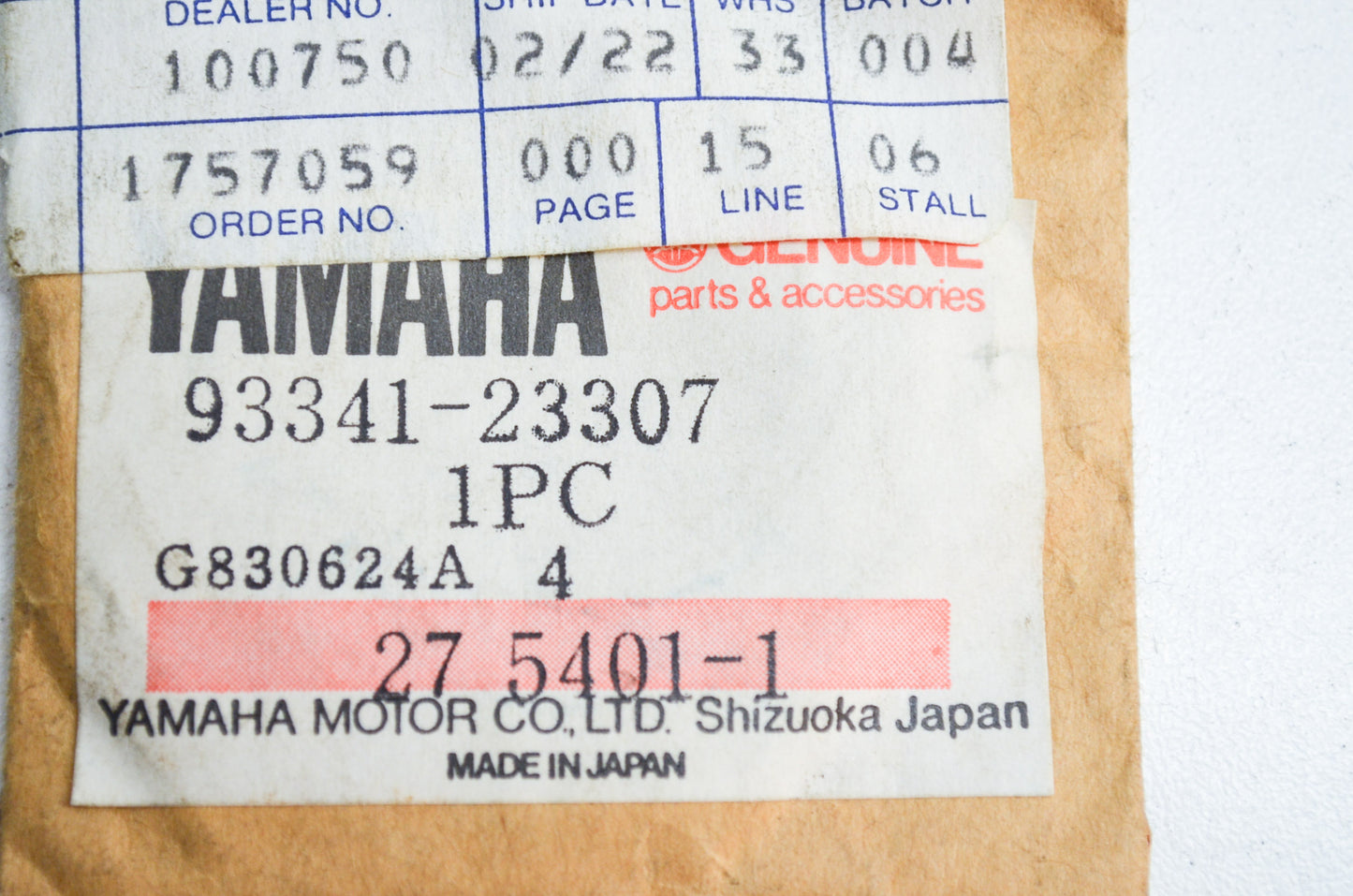 OEM Yamaha 93341-23307-00 Flat Bearing #41 NOS